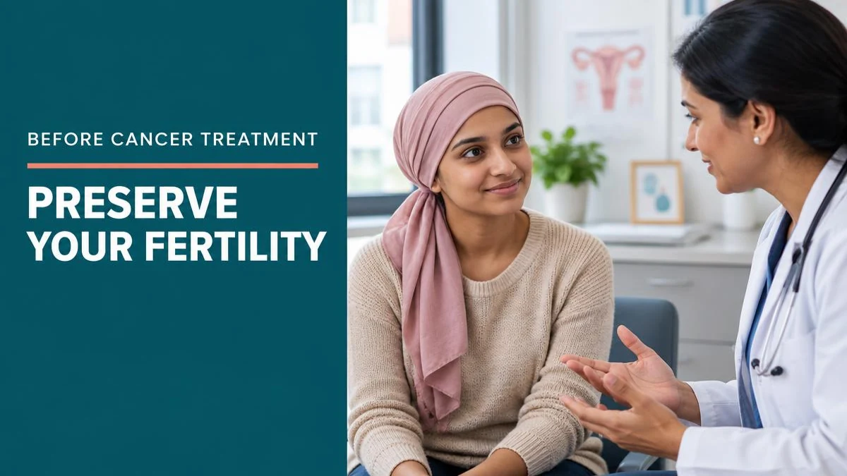 A fertility doctor and oncologist discussing patient charts.