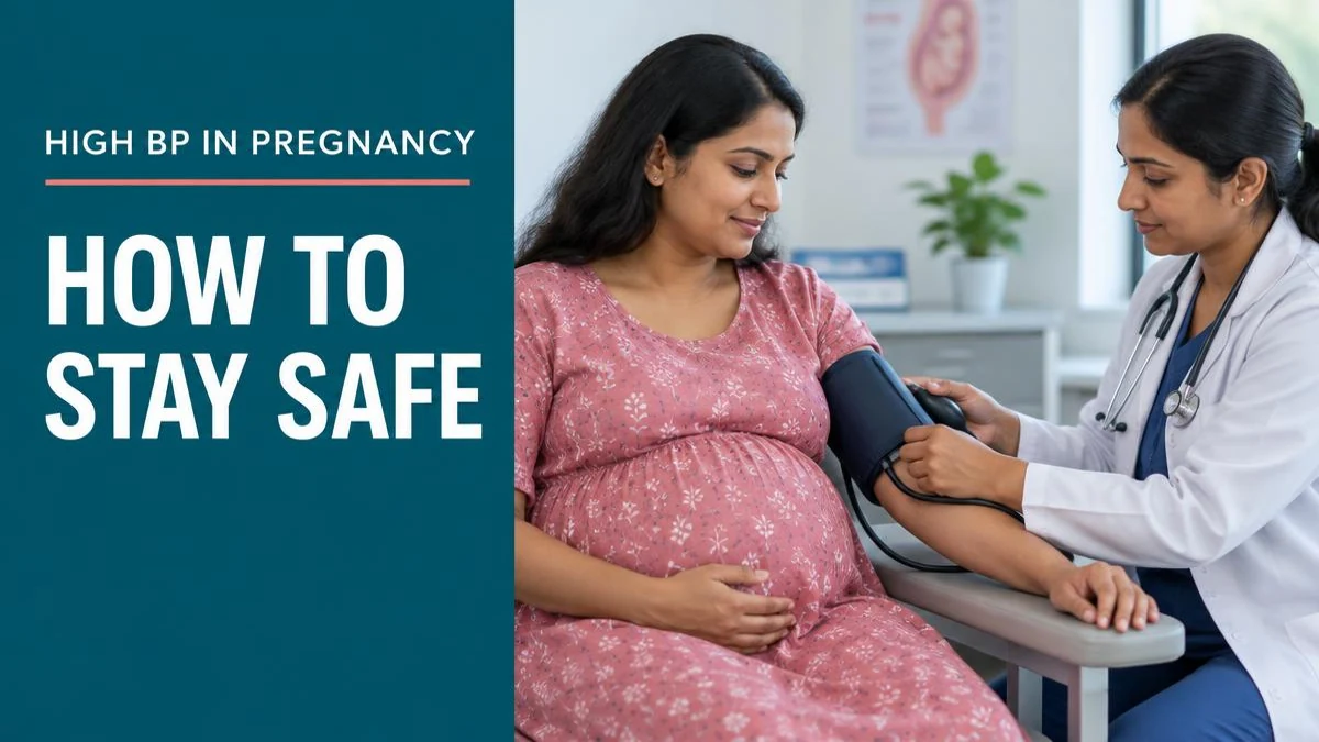 A doctor checking a pregnant woman's blood pressure.