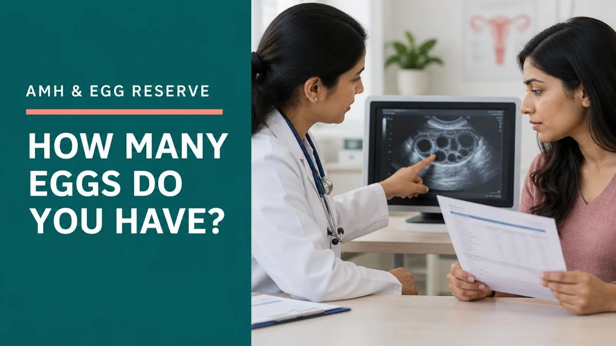 A fertility doctor explaining ovarian egg reserve reports to a couple.