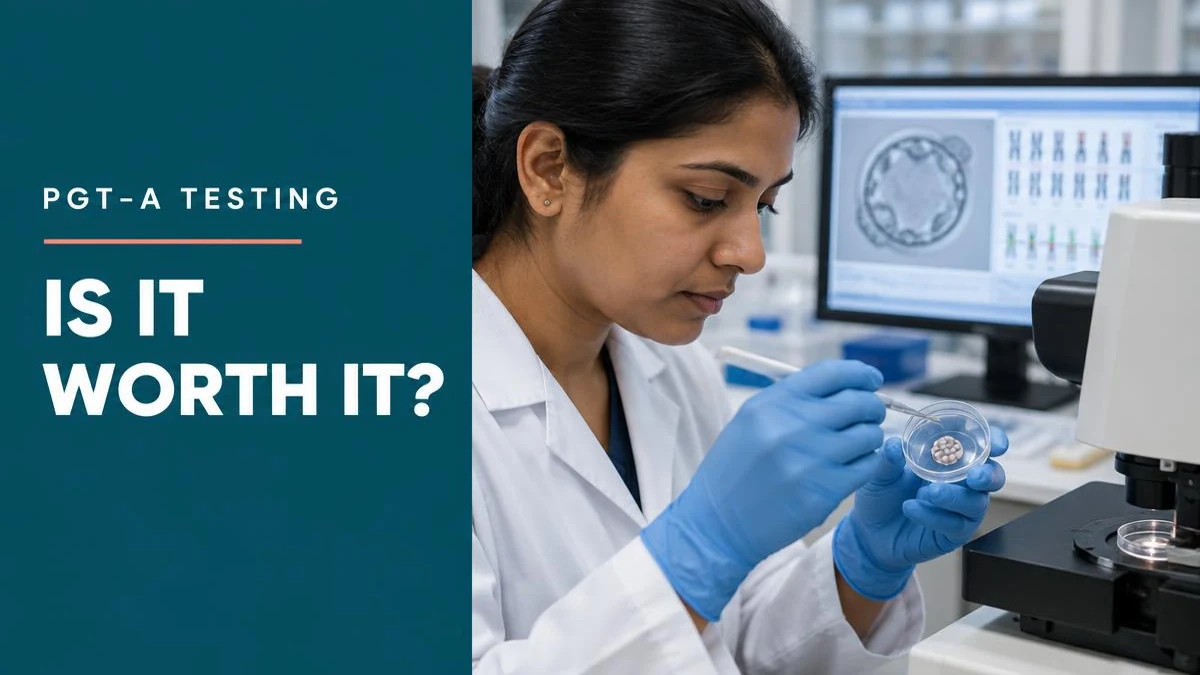 An embryologist performing PGT-A biopsy on a blastocyst.