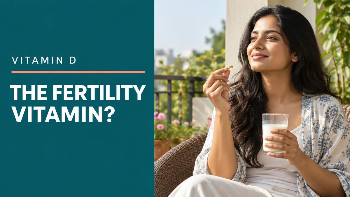 A D3 prenatal supplement bottle on a sunlit counter next to fresh citrus.